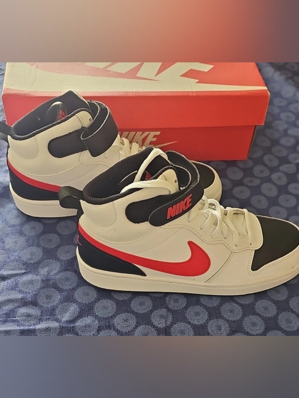 Nike Kids' White & Red High-Top Sneakers